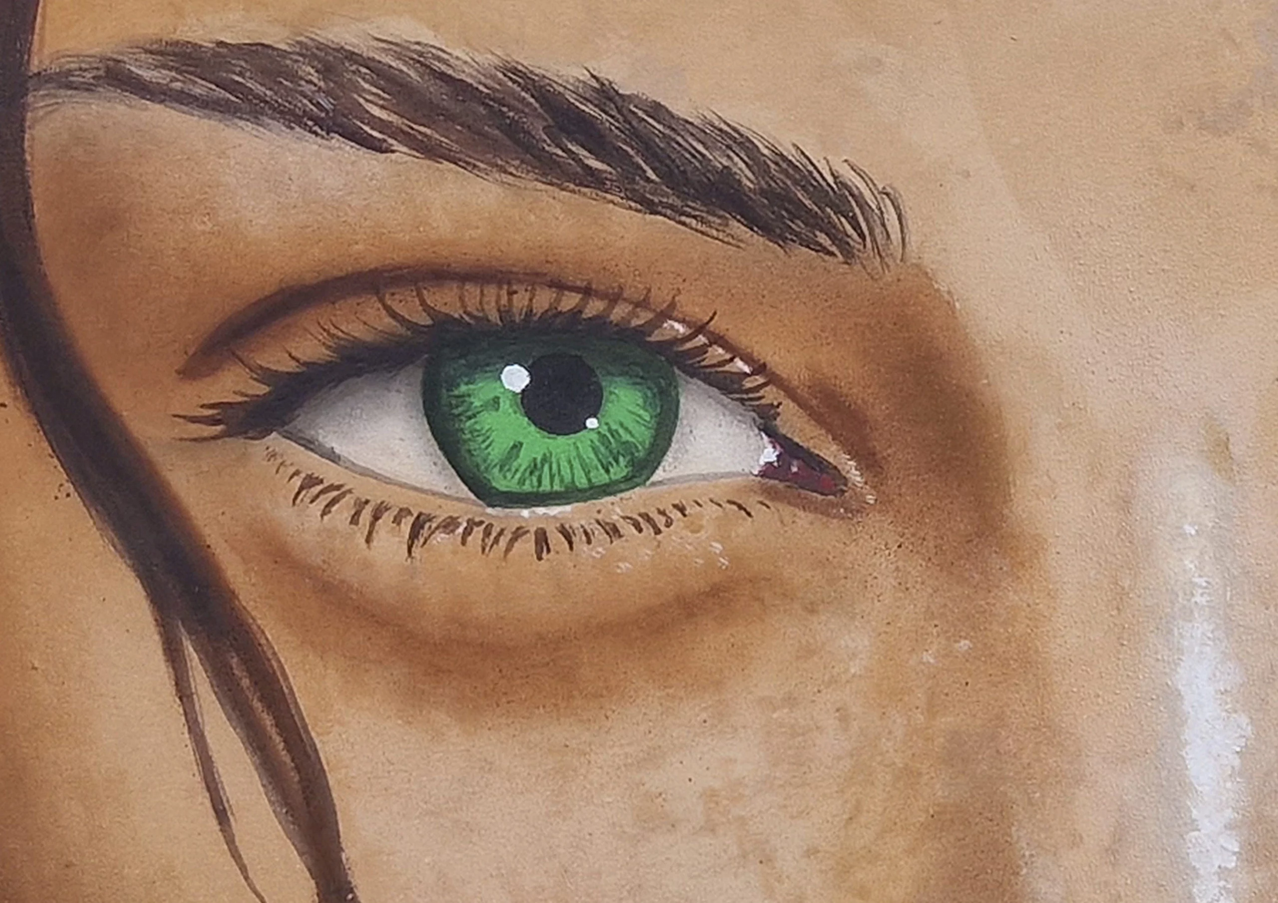 Detalles en primer plano del cuadro, donde se aprecian los matices de la pintura