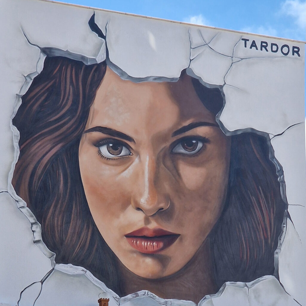 Mural detail for Calpe City Hall in the back of the Town Hall, institutional urban art by Tardor.