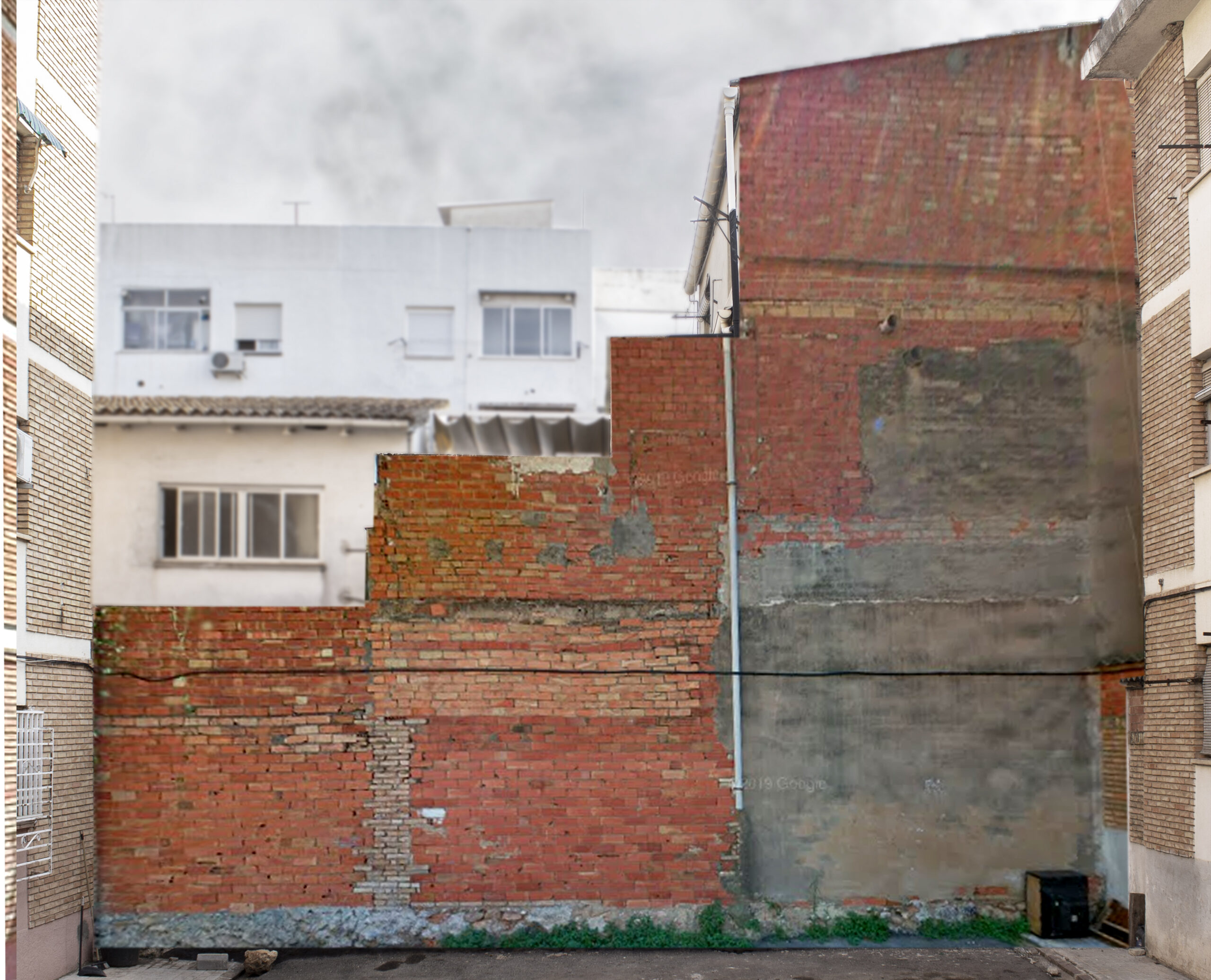 Antes de mural urbano — transformación de espacios con pintura mural.