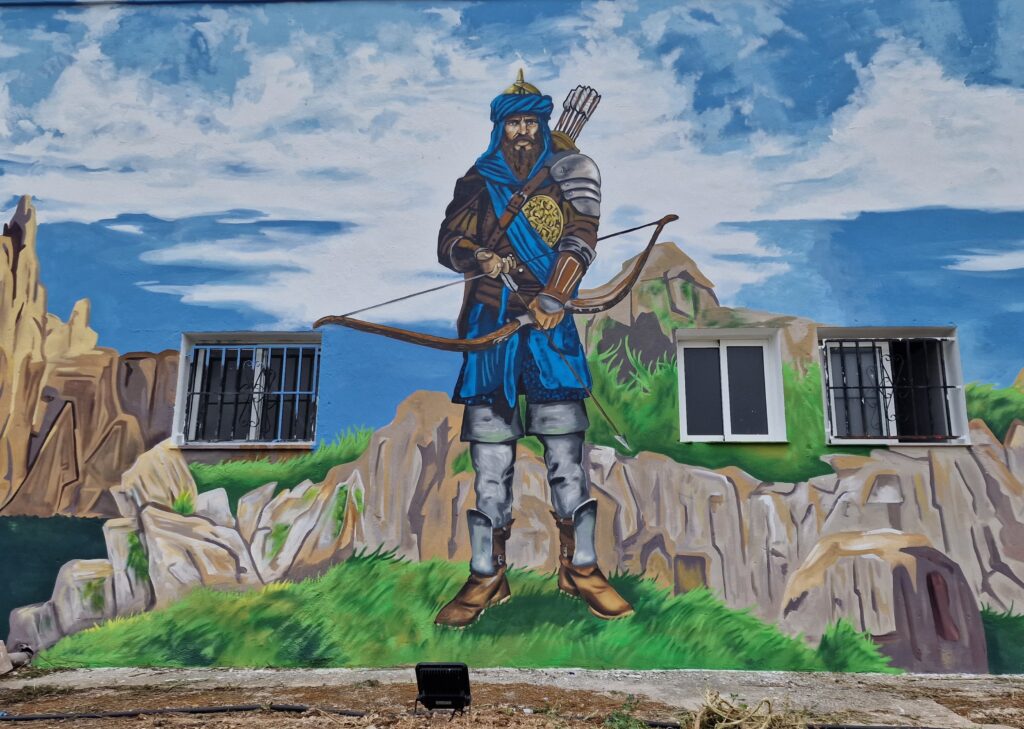 Historical mural painting for town halls in villages.