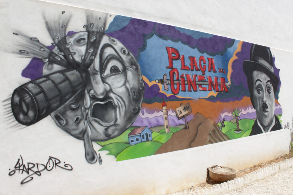 Urban mural from the side in La Xara by Tardor - mural art for events.